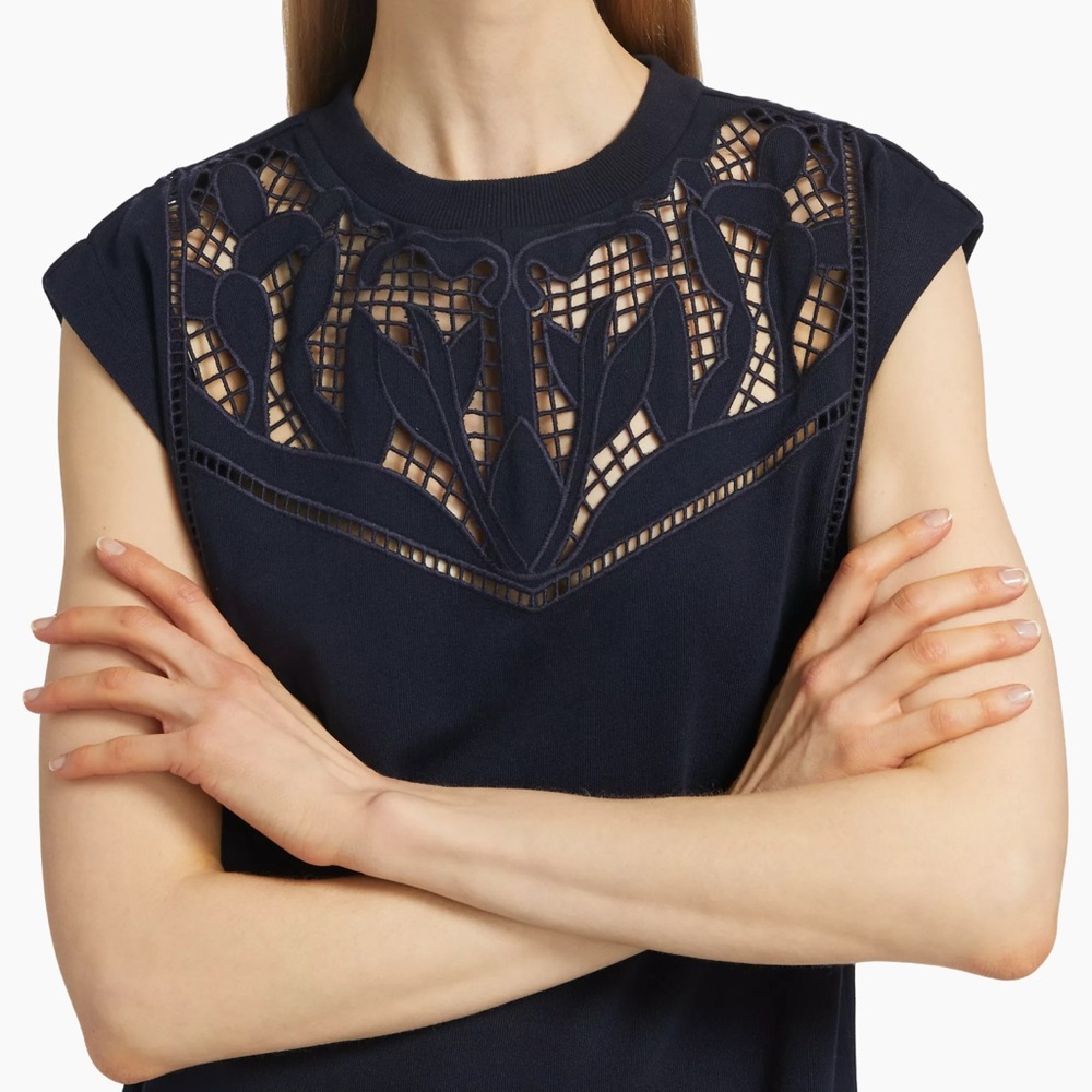NWT Veronica Beard Malta Cotton Lace Yoke Minidress Size Small